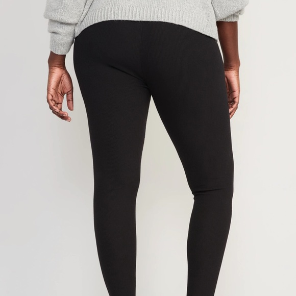 NWT OLD NAVY High-Waisted Rib-Knit Legging.COLOR BLACK JACK SIZE MEDIUM - Picture 4 of 8